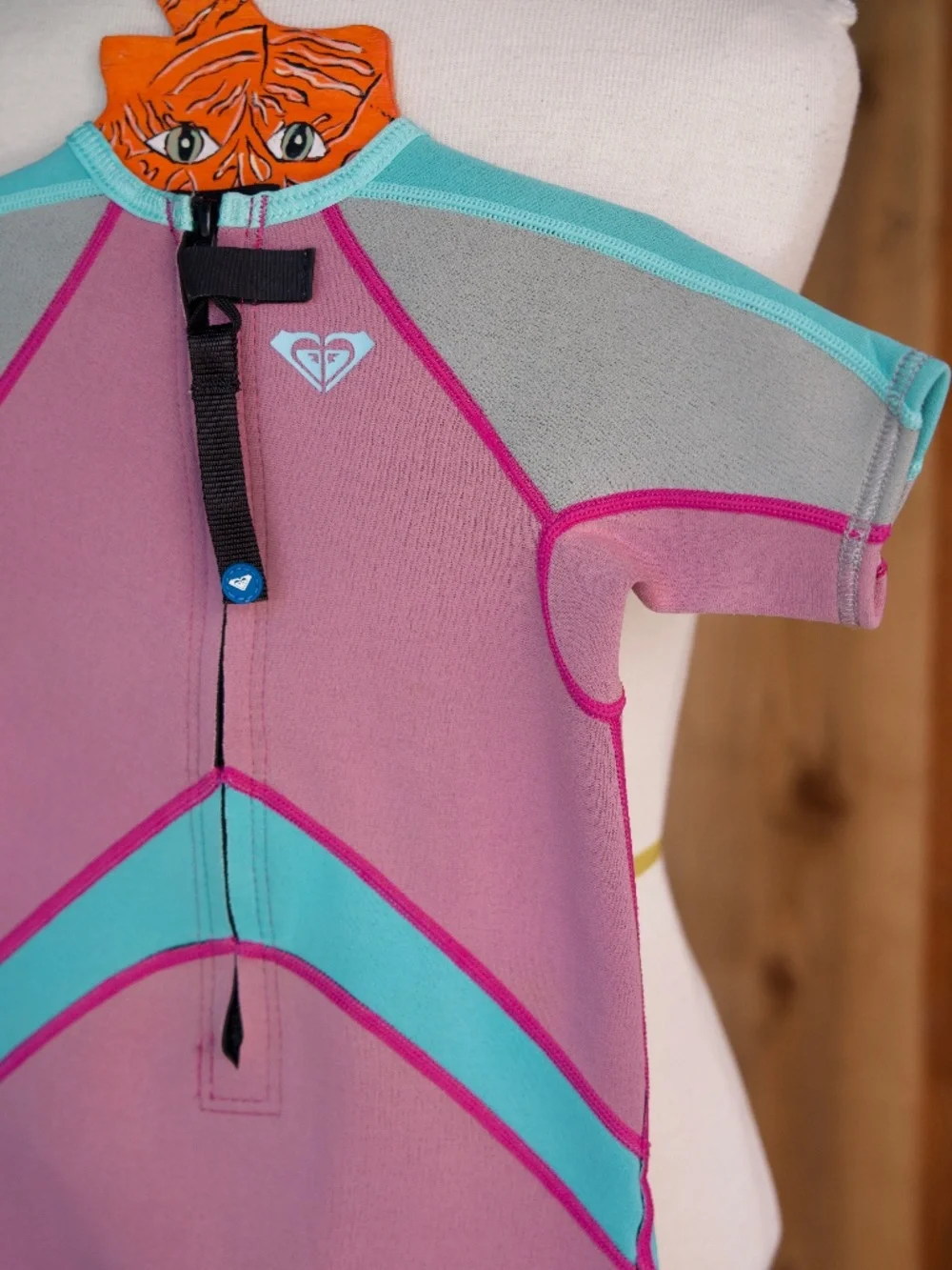 Roxy Pink & Teal Shorty Surfing Wetsuit Kid's 4Y-6Y